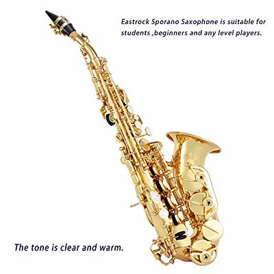 EASTROCK Soprano Saxophone Curved Bb Flat Gold Sax Instruments for Beginners  Intermediate Players with Carrying Case,Mouthpiece,Pads,Reed,Cleaning kit,neck  Strap,White Gloves - Yahoo Shopping