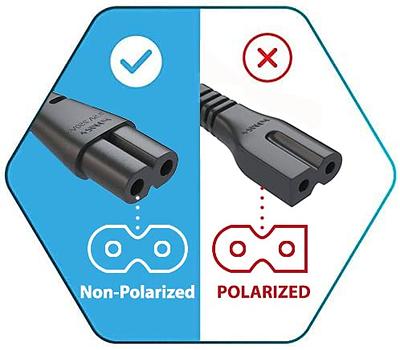 Pwr TV Power Cord 12Ft Cable for Samsung LG TCL Sony: 2 Prong AC Wall Plug  2-Slot LED LCD Insignia Sharp Toshiba JVC Hisense Electronics