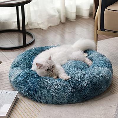 Round Dog Cat Bed Donut Cuddler, Faux Fur Plush Pet Cushion for Large  Medium Small Dogs, Self-Warming and Cozy for Improved Sleep Gradient Blue,  Medium(23x23) - Yahoo Shopping