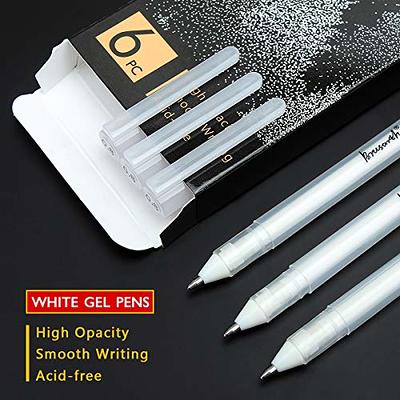 Qionew White Gel Pen Set, 3 Pack, 1mm Extra Fine Point Pens Gel Ink Pens  Opaque White Archival Ink Pens for Black Paper Drawing, Sketching