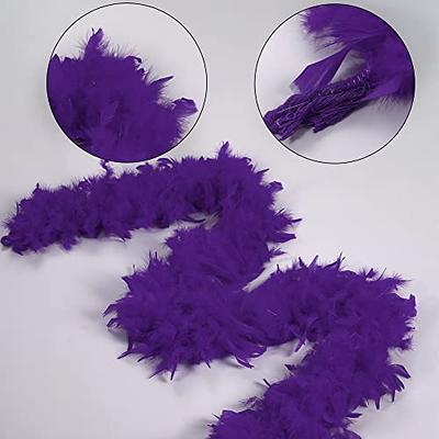 Larryhot Purple Feather Boas for Party - 2yards 75g Colorful 20 LED Lights Boas for Party,Wedding,Halloween Costume,Christmas Tree and Home