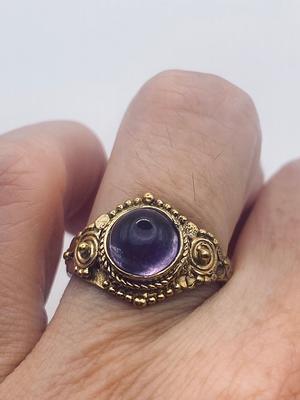Womens Triagle Purple Amethyst Diamond Cocktail Ring 14K Gold