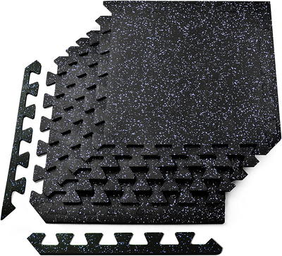 Yes4all Interlocking Exercise Foam Mats A. 24 Square Feet (6 Tiles) - Black