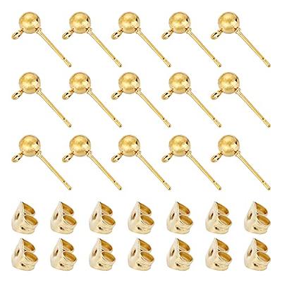 Gold stainless steel ball post with loop, Hypoallergenic earring parts