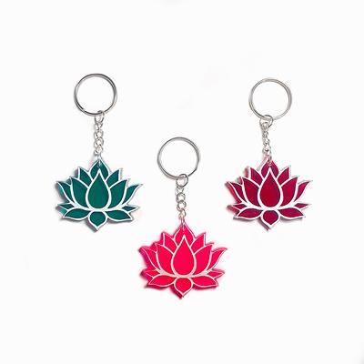 Personalized Leather Lotus Keychain Flower Charm Friendship Key