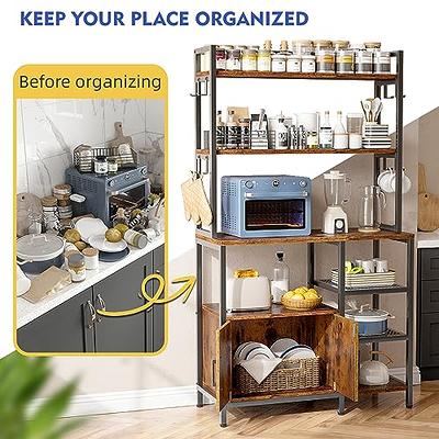 VEVOR Kitchen Baker's Rack, Coffee Bar, 6-Tier Microwave Oven Stand, Bakers Racks for Kitchens with Storage