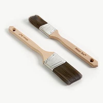 Rollingdog Angled Paint Brush Set with Ergonomic Wood Handle for