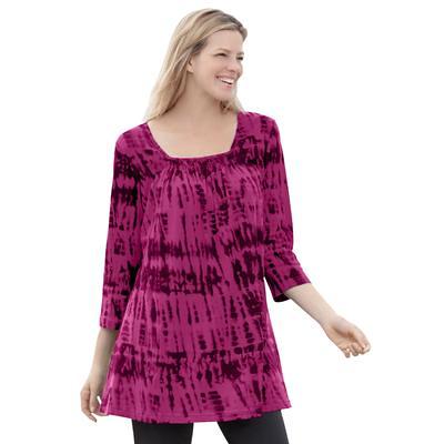 Women's Plus Size Purple Tie Dye Tunic Top