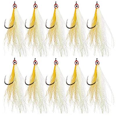 OROOTL Fishing Bucktail Teaser Hooks, 10pcs Saltwater Fishing Jigs Teaser  Lures High Carbon Steel Hooks with Crystal Flash Feather Skirt for Fluke  Flounder Salmon Trout Sea Bass Steelhead - Yahoo Shopping