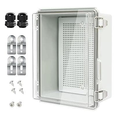 LeMotech Electrical Box, IP67 Waterproof Hinged Clear Cover Stainless Steel  Latch Junction Box, ABS Plastic Electrical Enclosure with Mounting  Plate,Wall Brackets, Cable Glands,8.7x6.7x4.3,Grey - Yahoo Shopping
