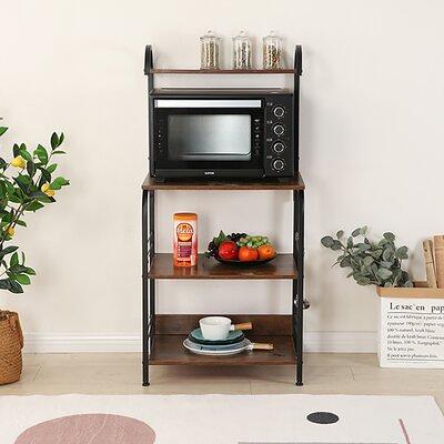 Kitchen Adjustable Storage Rack Countertop Microwave Oven Rack Oven Shelf  Rack Stand Organizer With 3 Hooks For Home Office