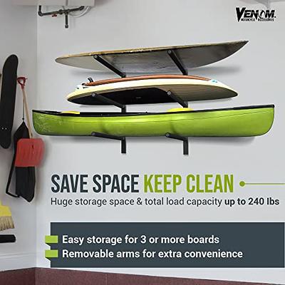 Venom Paddle Board Rack Wall Mounted 3 SUP Storage Rack, 3 Level Surfboard  Rack, Kayak Rack, Snowboard Wall Mount, Dock Storage, Garage Storage, Ski  Storage, Canoe Accessories, Holds Up to 240lbs - Yahoo Shopping