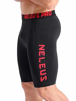 NELEUS Men's 3 Pack Compression Shorts with Phone Pockets,6064