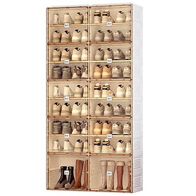 Portable Shoe Rack Organizer with Magnetic Clear Door for Closet