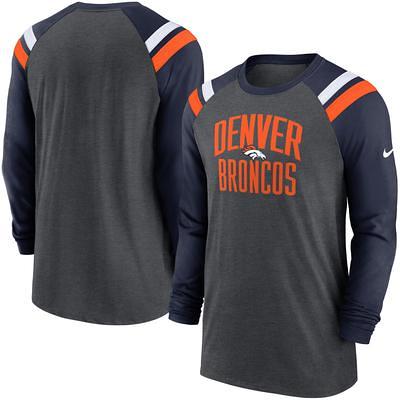 Men's Antigua Orange/White Denver Broncos Compression Tri-Blend Long Sleeve Button-Down Shirt