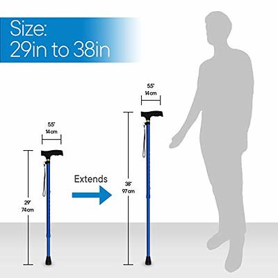 RMS Folding Cane - Adjustable with Ergonomic Derby Handle (Blue