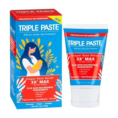 Triple Paste Diaper Rash Cream, Hypoallergenic Medicated Ointment for  Babies, 16 oz