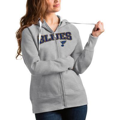 Men's Antigua Blue St. Louis Blues Logo Victory Full-Zip Hoodie