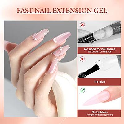 Saviland Poly Extension Gel Nail Kit 6 Colors Poly Nail Gel Kit with Nail Lamp ,Base and Top Coat ,Poly Brush Slip Solution for Builder Nail Gel