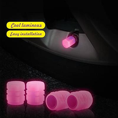 Glow Stem Caps, Universal Luminous Tire Pressure Caps with Rubber