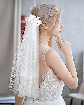 HemerVows White Floral Bridal Veils: Short Shoulder Length Veil with Comb  Wedding Party Bride Hair Accessories for Women and Girls - Yahoo Shopping