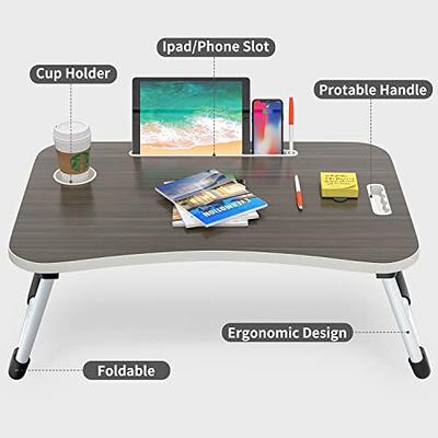 Lap Desk Laptop Bed Table Fits 15.6-Inch Laptop Lap Desk With Soft Pillow  And Storage Bag Cushion Lap Work Tray And Gaming Table