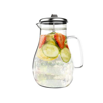 Auxmeware - Heat Resistant Glass Pitcher With Lid And Spout, Glass Iced Tea  Pitchers Beverage Pitchers For Fridge, Glass Water Pitcher And Carafe