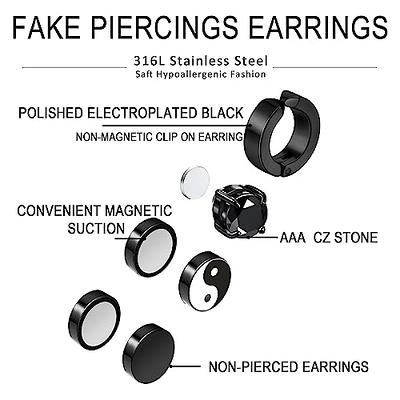 Dropship 8 Pairs Stainless Magnetic Stud Earrings For Men Women CZ Fake  Gauges Clip On Earrings Non Pierced Hoop Earring Set 4 Colors 2 Styles 8mm  to Sell Online at a Lower Price | Doba