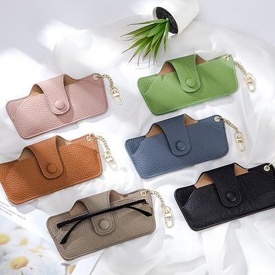 Soft Leather Sunglasses Bag, Portable Soft Genuine Leather Glasses Case