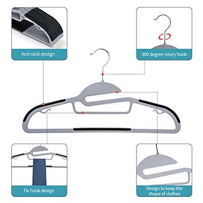 Plastic Hangers 50 Pack, TARANCH Black Clothes Hanger with 360 Degree Swivel, Heavy Duty Coat Hangers Non Slip, Space Saving Closet Clothing Hangers