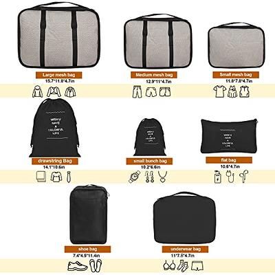 8 Set Packing Cubes for Suitcases, kingdalux Black Travel Luggage Packing  Organizers with Laundry Bag, Compression Storage Shoe Bag, Clothing  Underwear Bag, for Women & Man - Yahoo Shopping