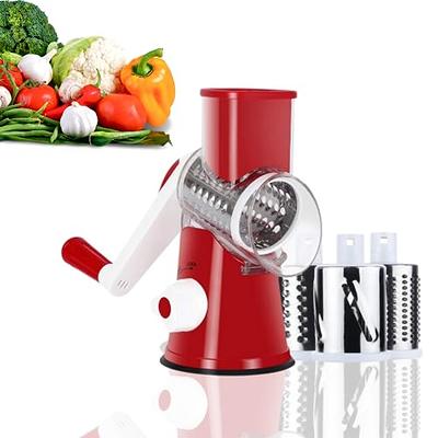 Tevokon Cheese Grater Rotary Cheese Grater 3 Multi Blade Cheese Shredder  Manual Vegetable Slicer with Non-slip Suction Base Nuts Grinder Vegatable