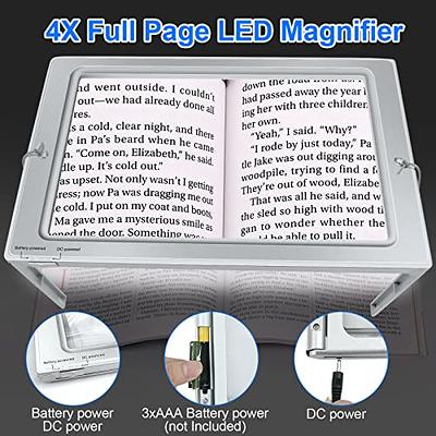 Large Lighted Magnifying Glass with 2X Lens for Reading and 4X