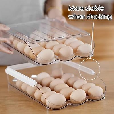 Plastic Egg Holder for Refrigerator 3-Layer Flip Fridge Egg Tray