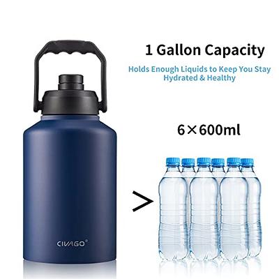 EALGRO Half Gallon Insulated Water Bottle Jug with Straw, 64 oz Large  Stainless Steel Sports Metal Water Flask with Handle, Thermal Water Cup Mug  with