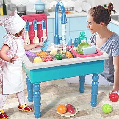 SmartChef Play Kitchen Sink Toys, Blue Electric Dishwasher Playing