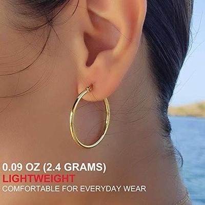 Gacimy Chunky Gold Hoop Earrings for Women 14K Real Gold Plated, 925  Sterling Silver Post Gold Hoops for Women