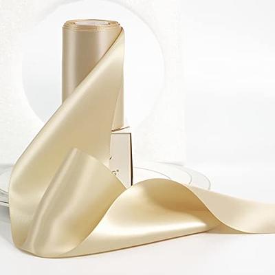 HUIHUANG Champagne Ribbon 4 inch Wide Solid Color Double-Faced