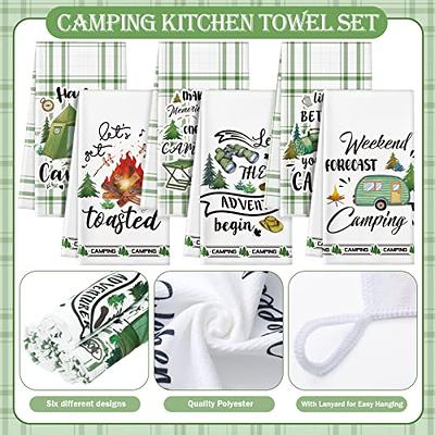 Redbaker 6 Pcs Camping Kitchen Towels Funny Dish Towel Happy