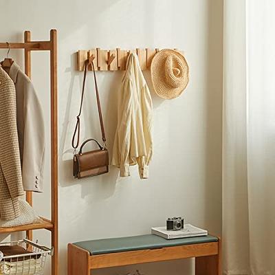 QUELLANCE Wood Coat Rack Wall Mount, Coat Hooks Hanger Wall Mounted, Heavy  Duty Wall Coat Rack with 6 Hooks for Hanging