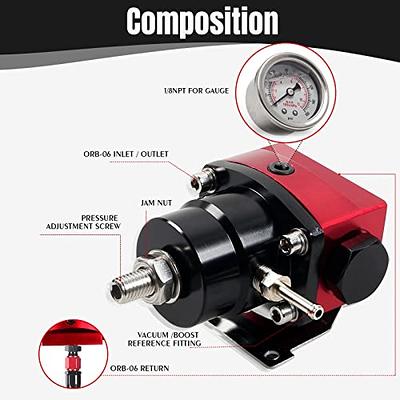 YESHMA EFI Fuel Pressure Regulator Kit 0-100psi with Gauge 6AN