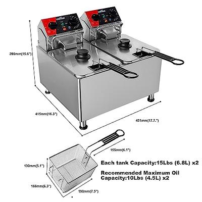 CROSSON 6L Electric Countertop Deep Fryer Extra Large with Drain