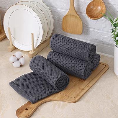 Kitinjoy 100% Cotton Waffle Weave Kitchen Towels, 4-Pack Super