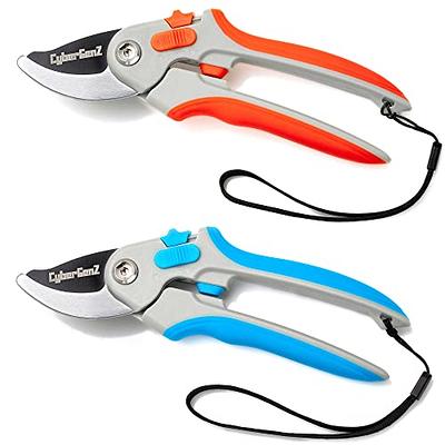 CyberGenZ Bypass Pruning Shears - 8 Garden Shears Pruning, Heavy Duty  Garden Clippers Handheld with Orange Adjustable Grip, Gardening Pruners  Tool