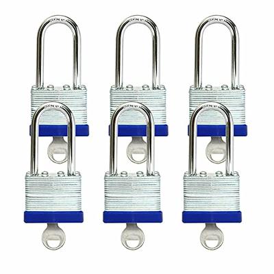 VIUIOE 4Pcs Keyed Alike Padlocks with Keys - Long Shackle Gym Locker Lock  with Keys - Laminated Pad