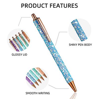 6 Pack Of Cute Pens For Journaling, Gift Pretty Fancy Pens Glitter  Ballpoint Pens With Retractable Writing Black Ink Medium Point 1.0 Mm