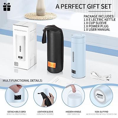 Travel Electric Kettle Portable Mini Kettle,Small Hot Water Boiler with 4  Temperature Settings,304 Stainless Steel,Fast Boiling Water with Auto