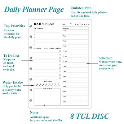Undated Daily Planner Refill A5 Planner Inserts Daily To Do List Notebook  for Work Time Management Planner Task Organizer Task Planner Organizer with
