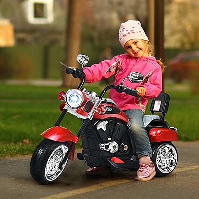 Ride on Toy, 3 Wheel Trike Chopper Motorcycle for Kids by Hey! Play! -  Battery Powered Ride on Toys for Boys and Girls, Toddler and Up - White 