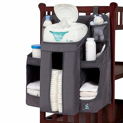 Wooden Diaper Caddy Organizer - 360 Degrees Rotating Nursery